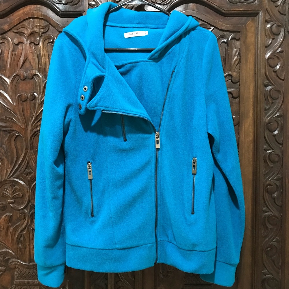 NWOT - Hooded fleece moto-style sweatshirt/jacket - Picture 6 of 8